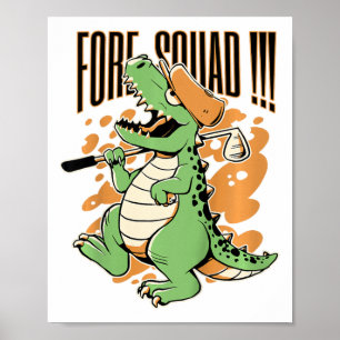 Affiche Graphisme de joueur de golf dinosaure T-rex Kids F