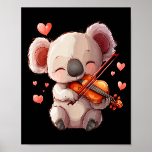 Affiche Graphisme de koala mignon jouant du violon pour la