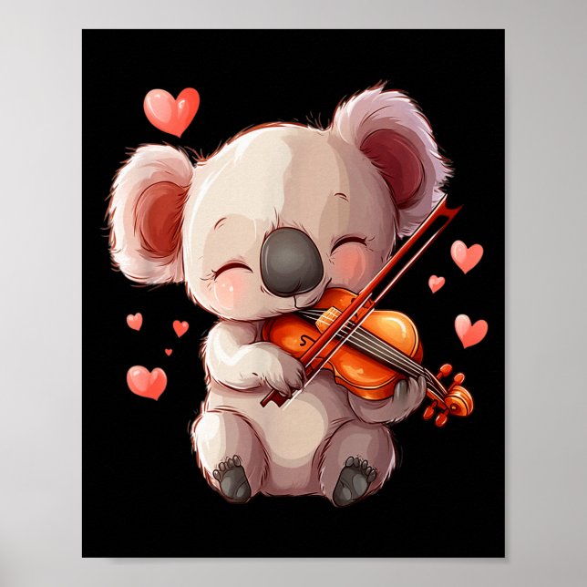Affiche Graphisme de koala mignon jouant du violon pour la (Devant)