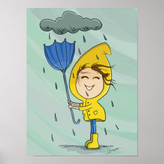 Affiche Graphisme de la journée de la fille mignonne Rainy