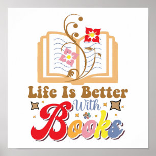 Affiche Graphisme de lecture et de bibliothèque de style v