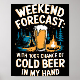 Affiche Graphisme de montagne de camping de bière froide