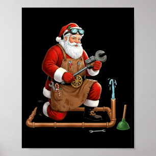 Affiche Graphisme de Noël de Père Noël Plombier Drôle