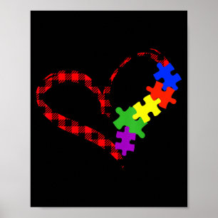 Affiche Graphisme de Noël puzzle autism Buffalo à carreaux