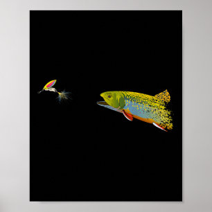 Affiche Graphisme de pêche à la mouche pour l'omble de fon