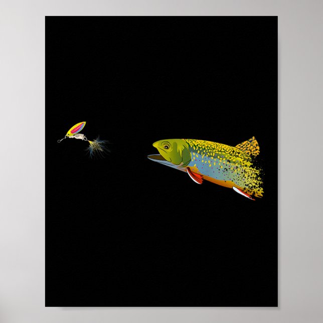 Affiche Graphisme de pêche à la mouche pour l'omble de fon (Devant)