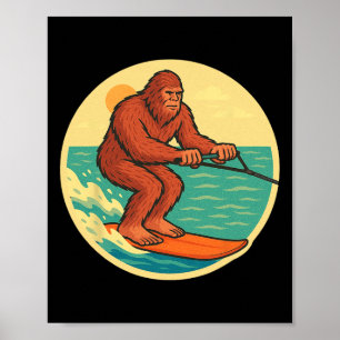 Affiche Graphisme de plage de cryptide vintage Bigfoot fai