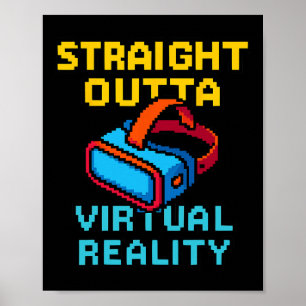 Affiche Graphisme de réalité virtuelle en pixel art rétro 