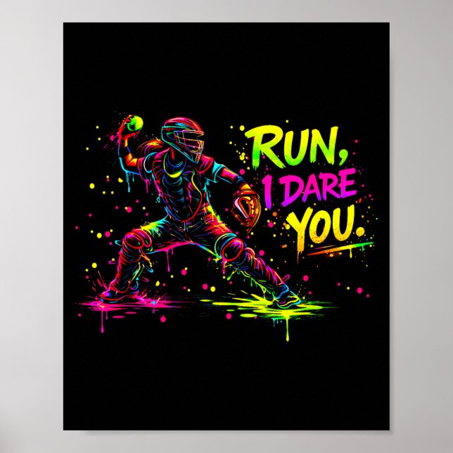 Affiche Graphisme de receveur de softball féminin en gras  (Devant)