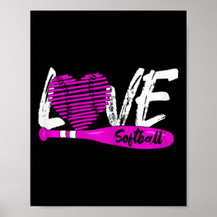 Affiche Graphisme de softball disant Filles et femmes
