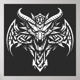 Affiche Graphisme de tête de démon tribal par BurnsInHe