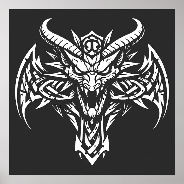 Affiche    Graphisme de tête de démon tribal par BurnsInHe (Devant)