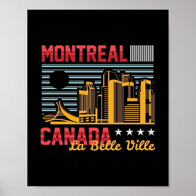 Affiche Graphisme de voyage rétro sur la skyline de Montré (Devant)