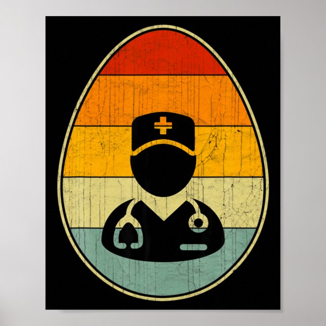 Affiche Graphisme d'œuf de Pâques rétro Drôle de jour de P (Devant)