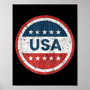 Affiche Graphisme drapeau américain patriotique badge vint