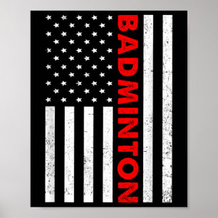 Affiche Graphisme Drapeau États-Unis Badminton Joueur de B