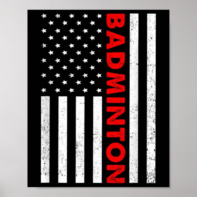 Affiche Graphisme Drapeau États-Unis Badminton Joueur de B (Devant)