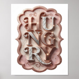 Affiche Graphisme icône argentée HUNGRY