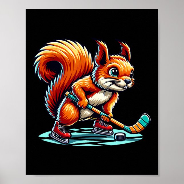 Affiche Graphisme illustré amusant de hockey sur glace d'é (Devant)