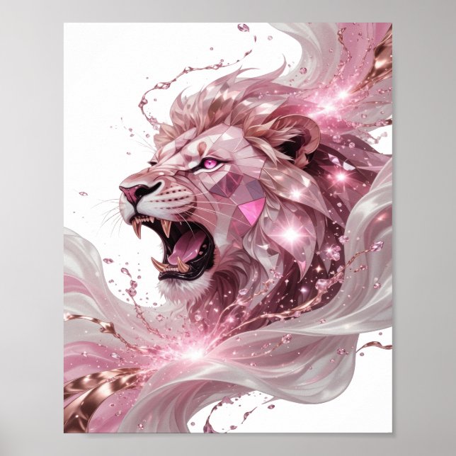 Affiche Graphisme Lion Roi Argenté Propre (Devant)