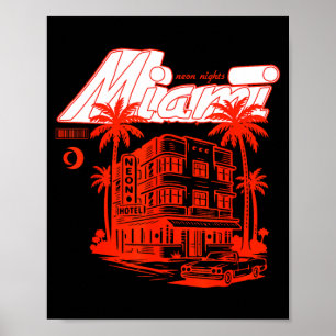 Affiche Graphisme nuits côtières rétro Miami - Art vintage