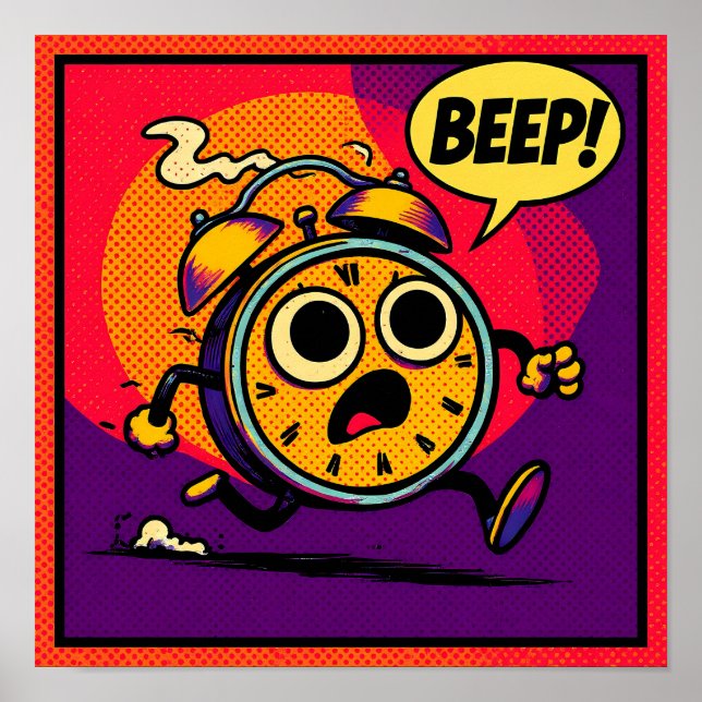 Affiche Graphisme Pop Art Audacieux : Réveil en Feu avec B (Devant)