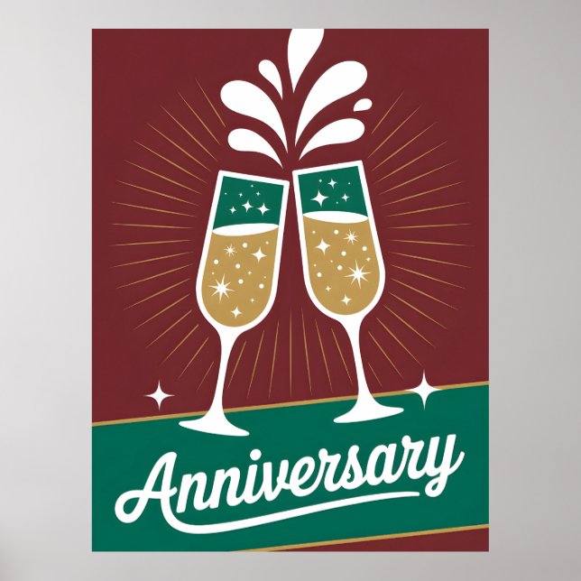 Affiche Graphisme rétro d'anniversaire avec du champagne p (Devant)