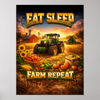 Affiche Graphisme vibrant de tracteur agricole