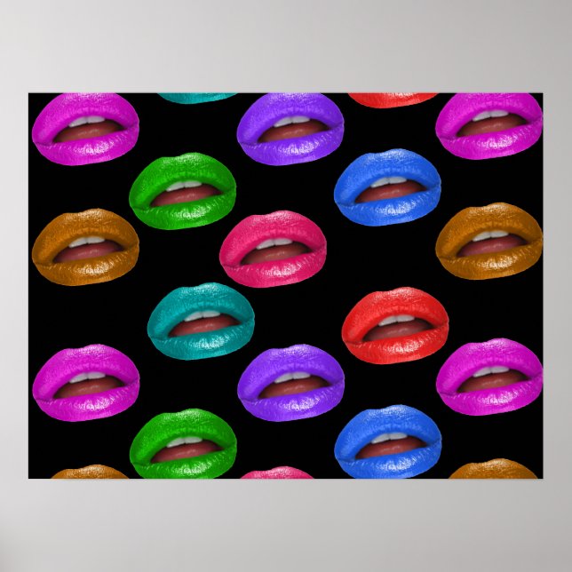 Affiche Gras Coloré Pouty Lipstick lèvres (Devant)