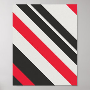 Affiche Gras de bandes diagonales en rouge, noir et blanc