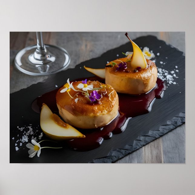 Affiche Gras de foie gras gourmand avec réduction du vin r (Devant)