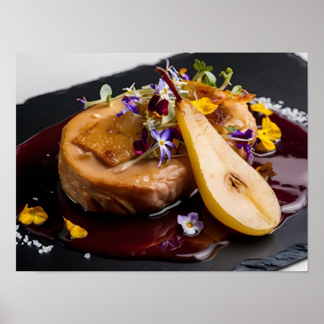 Affiche Gras de foie gras gourmand avec réduction du vin r (Devant)