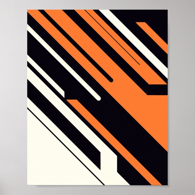 Affiche Gras Diagonales en orange, noir et blanc (Devant)
