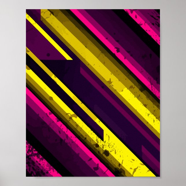 Affiche Gras jaune et rose Grunge Diagonal Design (Devant)