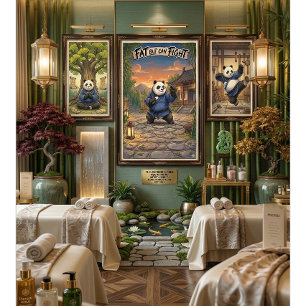 Affiche Gras Mais Peut Combattre Funny Panda Arts Martiaux