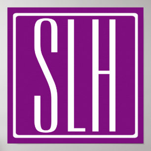 Affiche Gras moderne 3 initiales Monogramme Blanc et pou