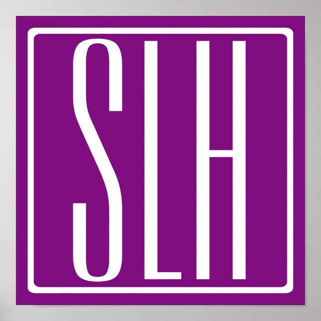 Affiche Gras moderne 3 initiales Monogramme | Blanc et pou (Devant)