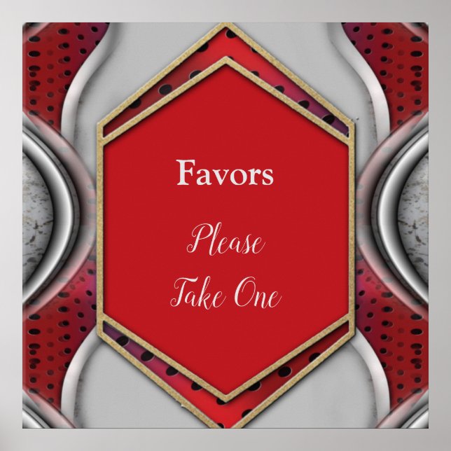 Affiche Gras moderne métal 3D Gris rouge texture look (Devant)