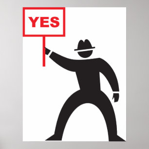Affiche Gras Oui Signe Minimaliste Stick Figure Manifestat
