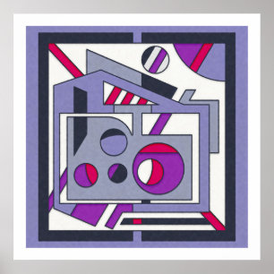 Affiche Gras rose violet géométrique Abstrait industriel