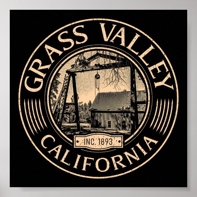 AFFICHE GRASS VALLEY CALIFORNIA VINTAGE - EMPIRE MINE (Devant)