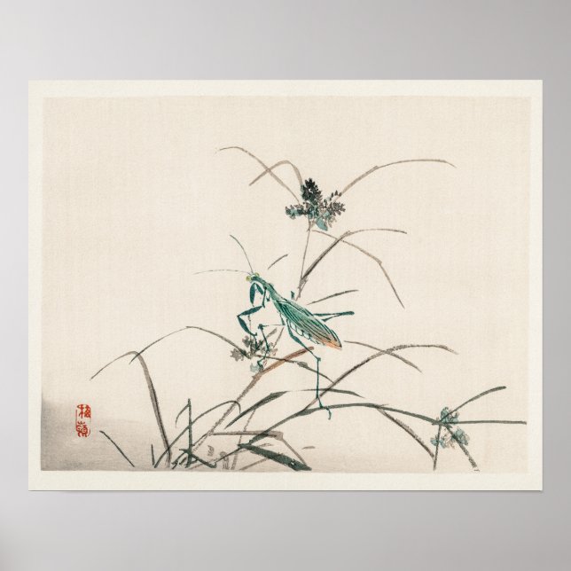 Affiche Grasshopper de Kōno Bairei (1844-1895) (Devant)