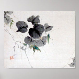 Affiche Grasshopper sur la feuille Kudzu, Watanabe Seitei