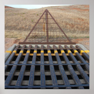 Affiche Grate de bétail sur Gravel Road, Wyoming