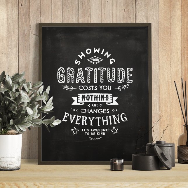 Affiche Gratitude Change Tout Citation Inspirationnelle (Gratitude Changes Everything Inspirational Quote Poster)