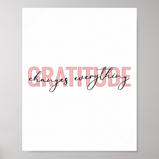 Affiche Gratitude Changes Everything Motivational Sitive M (Devant)