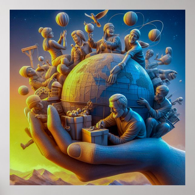 Affiche Gratitude mondiale : Mains Joyeuses (Devant)