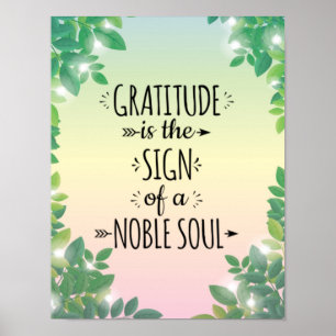 Affiche Gratitude Noble Âme - Accueil Inspirationnel