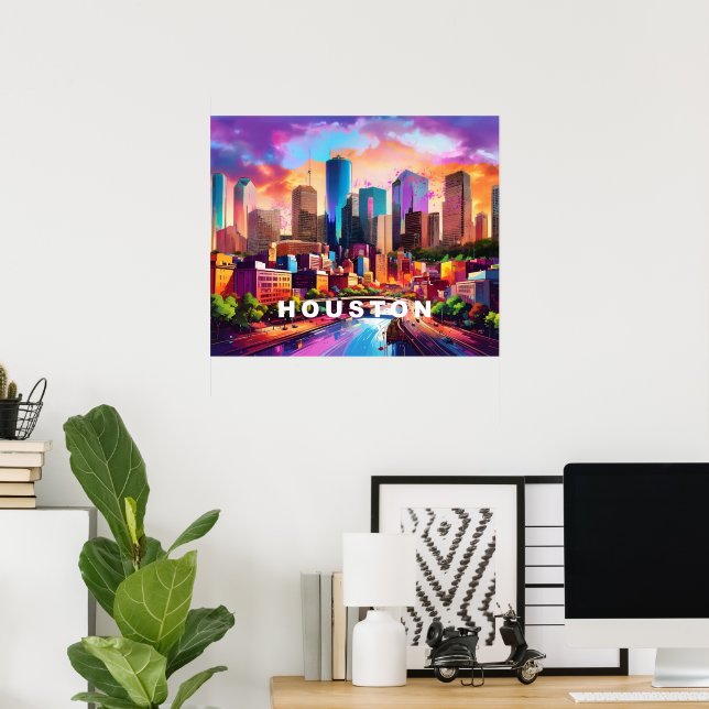 Affiche Gratte-ciel de Houston Art Graffiti (Bureau à domicile)