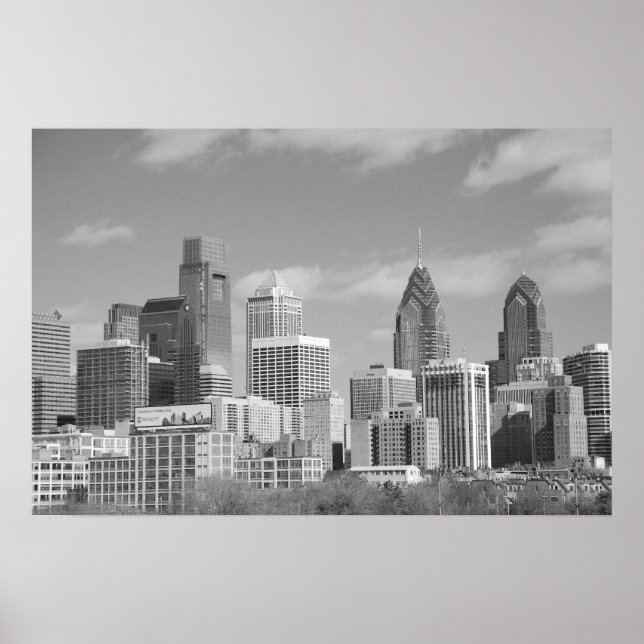 Affiche gratte-ciel de Philly noir et blanc (Devant)
